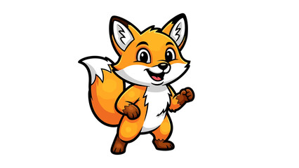 Cute cartoon fox character with playful pose and happy expression, perfect for children's books and designs