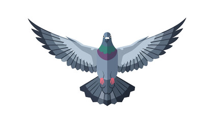 Illustration of a pigeon in flight with wings spread, a symbol of peace and freedom
