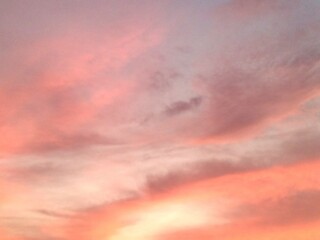 Beautiful sunset with bright pink and orange clouds