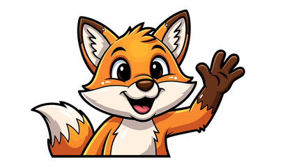 Whiskers the Cartoon Fox Waving Hello with a Friendly Smile