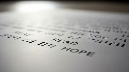 Braille text reading hope on surface