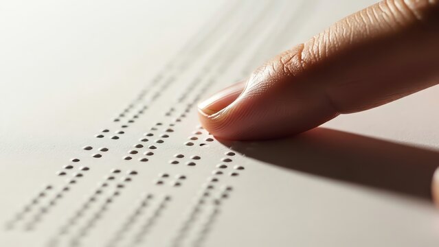 Finger reading braille on paper - Powered by Adobe