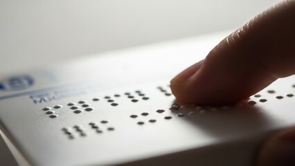Finger touching braille text on a book