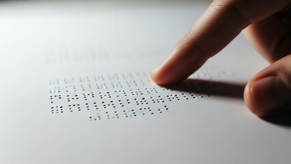 Finger touching braille text on paper