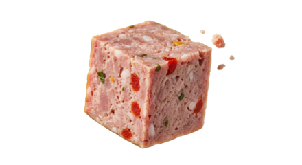Artisanal headcheese delight featuring vibrant red peppers against a clean white backdrop