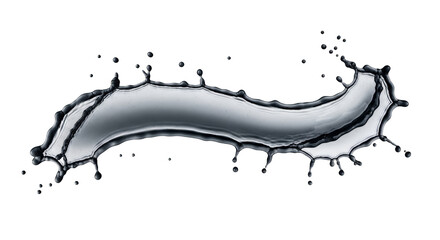 Dynamic splash of metallic liquid frozen in motion for artistic display and abstract rendering effect