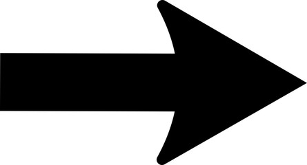 Black arrow pointing right, isolated simple navigation graphic icon.