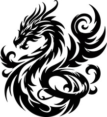 Tribal Dragon Silhouette in C...