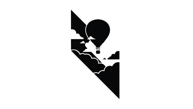 Silhouette of a hot air balloon soaring through dramatic clouds at sunset