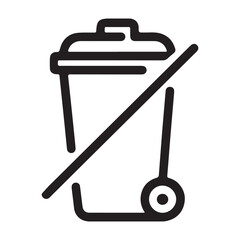 Clean recycling bin icon with a diagonal line indicating no trash or disposal allowed