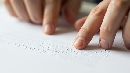 Person reading braille text on paper
