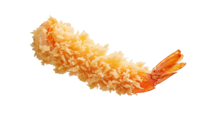 Crispy Delight: A golden-brown tempura shrimp, beautifully battered, ready to enhance your culinary experience and inspire your next gastronomic