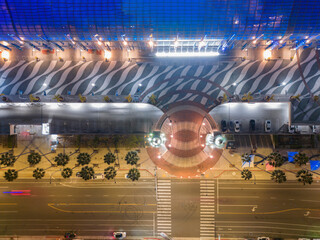 Colorful scene of a walkway