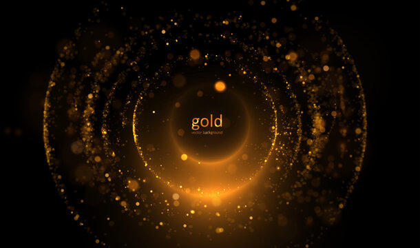 Prestige round award frame from glowing golden bokeh light. Elegant, ceremonial border for high achievement and honor, perfect for corporate recognition graphics, certificates, and award presentations