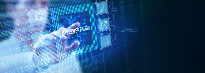 IMPLEMENTATION, web technology concept. Business, Technology, Internet and network concept.