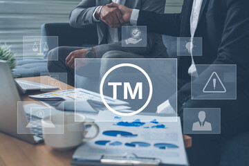 Trademark protection and legal compliance with TM icon, copyright law, patent check, intellectual property rights, and branding regulation enforcement Vouch