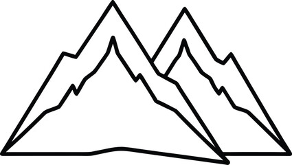 Minimalist black line art of overlapping mountain peaks