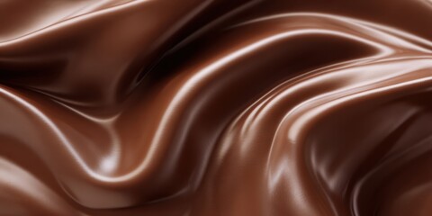 Naklejka premium The chocolate silky folds of glossy creamy fabric creating luxurious abstract background closeup