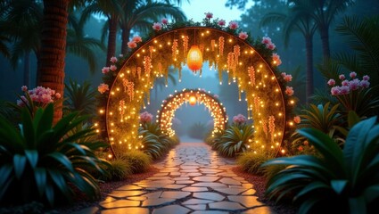 Enchanted Floral Archway With Soft Glowing Lights