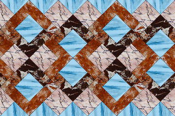 Geometric seamless texture. Mosaic tile. Stained glass style. Oriental tracery. For ceramic tile, wallpaper, linoleum. Textile, rug, carpet, tapestry. For website design. Stone. Mosaic, inlay.