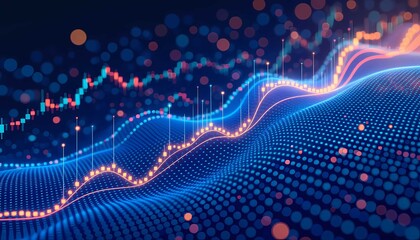 an abstract digital stock graph showing growth trend and data analysis