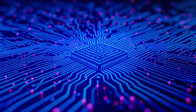 Digital quantum data stream AI intelligence system process smart technology - Powered by Adobe