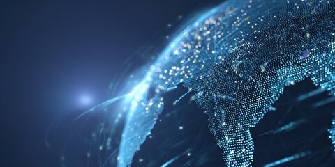 The Digital Globe of Connected Data Points Illuminating a Futuristic Global Network Visualization