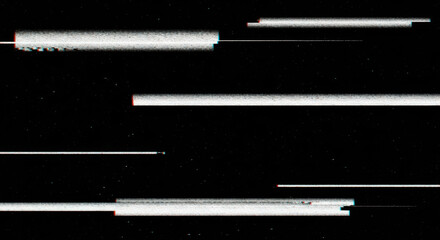 This abstract glitch effect features static noise creating a damaged digital signal on a black backdrop, perfect for adding a corrupted or futuristic aesthetic.
