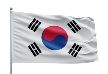 South korean flag waving transparent background cutout png