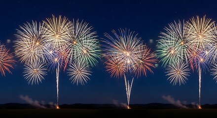 Spectacular fireworks illuminate the night sky celebrating New Year's 2026, radiating joy and hope for a brighter future, a vibrant and dynamic scene