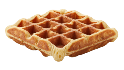 Perfectly Golden-Brown Square Waffle Isolated on a Clean White Background for Breakfast or Dessert Menus