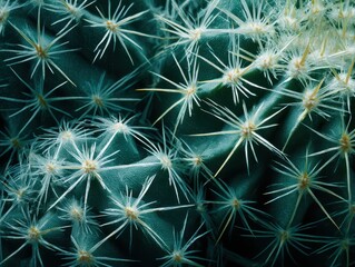 Cactus macro spines close-up texture, sharp succulent details