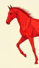 Obraz premium Geometric Red Horse in a Polygonal Style