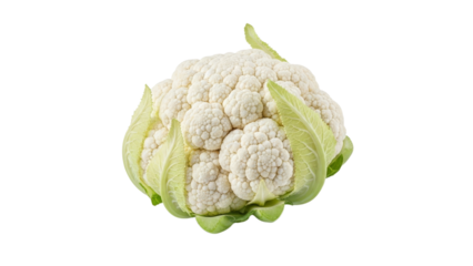 Fresh cauliflower head on a pristine white canvas showcases nature's intricate designs and healthy food options for a balanced lifestyle