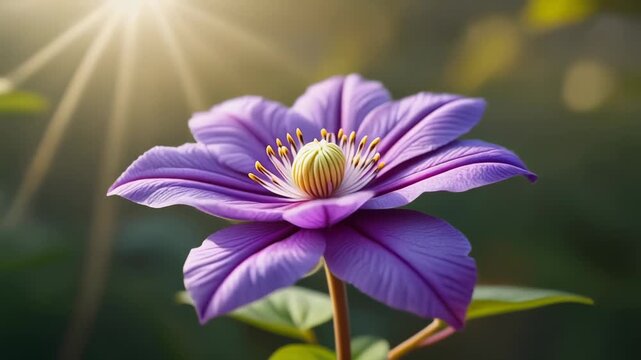  &ldquo;Super 3D ultra-realistic clematis flower starting as a closed bud and slowly blooming