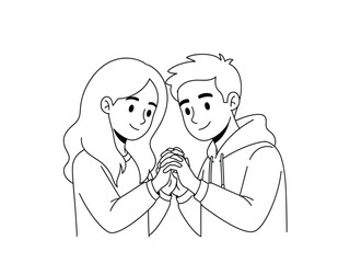 Loving couple gently holding hands sharing a sweet moment of connection and affection