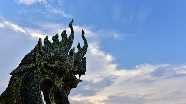 king of Nagas and Naga protecting the temple on the top of the hill 
