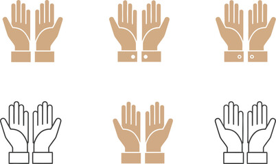 Six Silhouettes Representing Prayer, Worship, and Asking for Blessings