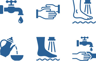 Blue Pictograms Representing Ritual Washing in Islam