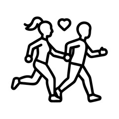 Animation of the silhouette of a running woman. Black and white flat style.
