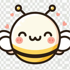 Cute Cartoon Bee with Hearts and Smiling Face Illustration.