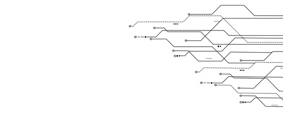 Obraz premium Abstract futuristic circuit board Illustration, Circuit board with various technology elements. Technology dots lines connect network background.