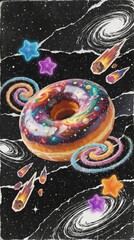 Indulge in the cosmos with this vibrant space donut creation, a galaxy of flavor and fun, perfect for adding a playful, unique touch to your project