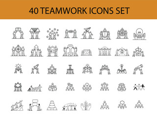 Fototapeta premium Teamwork Icons Set Illustrating Collaboration and Business Concepts vector illustration