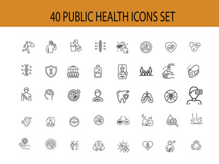 Public Health Icons Set Covering Wellness and Medical Concepts vector illustration