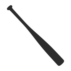 Simple black silhouette of a baseball bat against a white background