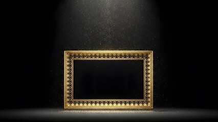 Vintage Gold Ornate Frame with Dramatic Lighting &ndash; Luxury Wall Art Mockup Template