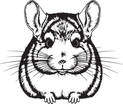 Chinchilla front view vector illustration on transparent background