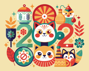 2022 new year celebration illustration Vector