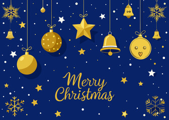 Christmas ornaments and stars background Vector